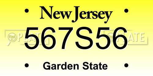 567S56 New Jersey License Plate