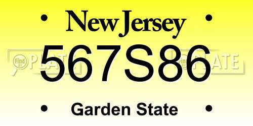 567S86 New Jersey License Plate