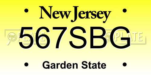 567SBG New Jersey License Plate