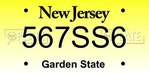 567SS6 New Jersey License Plate