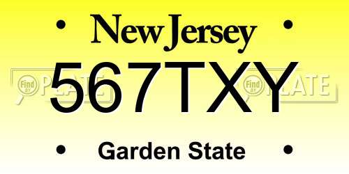 567TXY New Jersey License Plate