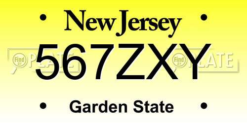 567ZXY New Jersey License Plate