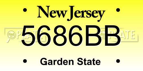 5686BB New Jersey License Plate