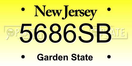 5686SB New Jersey License Plate