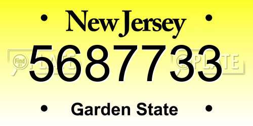 5687733 New Jersey License Plate