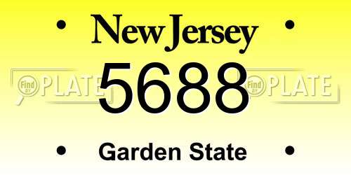 5688 New Jersey License Plate