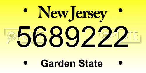 5689222 New Jersey License Plate