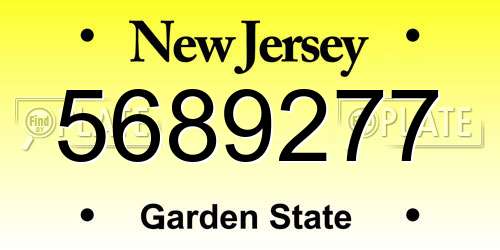 5689277 New Jersey License Plate