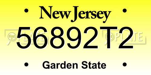 56892T2 New Jersey License Plate