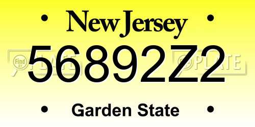 56892Z2 New Jersey License Plate