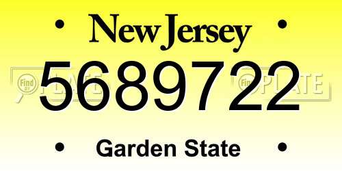 5689722 New Jersey License Plate