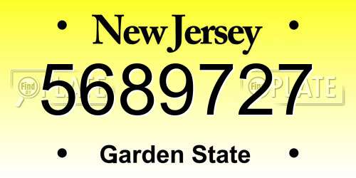 5689727 New Jersey License Plate