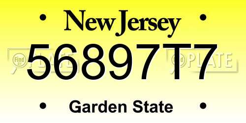 56897T7 New Jersey License Plate