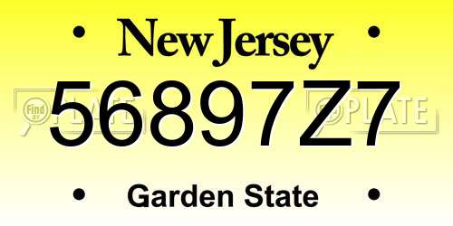 56897Z7 New Jersey License Plate