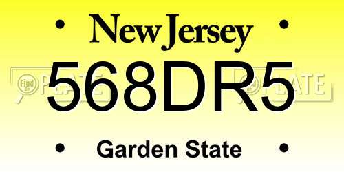 568DR5 New Jersey License Plate