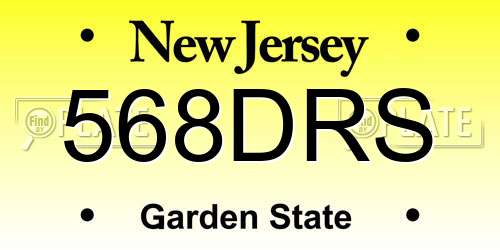568DRS New Jersey License Plate
