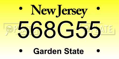 568G55 New Jersey License Plate