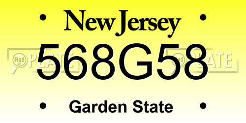 568G58 New Jersey License Plate