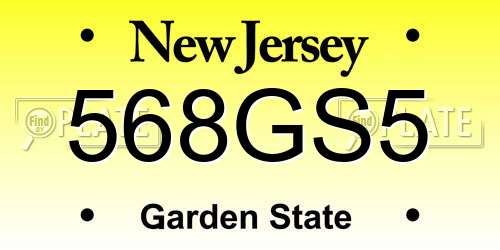 568GS5 New Jersey License Plate
