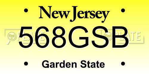 568GSB New Jersey License Plate