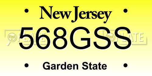 568GSS New Jersey License Plate