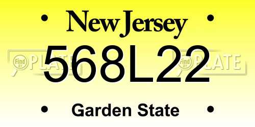 568L22 New Jersey License Plate