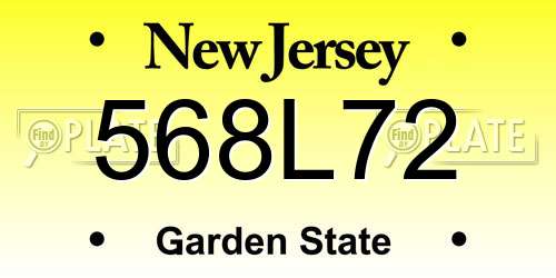 568L72 New Jersey License Plate