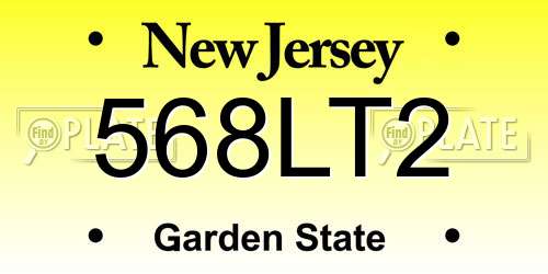 568LT2 New Jersey License Plate