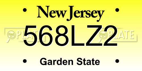 568LZ2 New Jersey License Plate