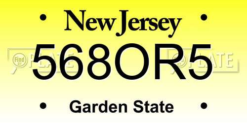 568OR5 New Jersey License Plate