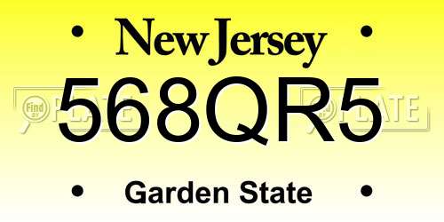 568QR5 New Jersey License Plate