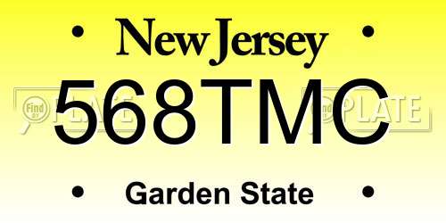 568TMC New Jersey License Plate