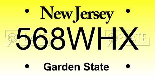 568WHX New Jersey License Plate