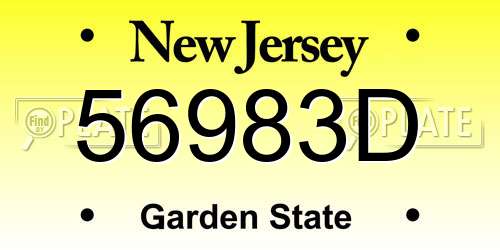 56983D New Jersey License Plate