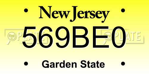 569BE0 New Jersey License Plate