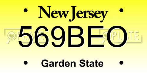 569BEO New Jersey License Plate