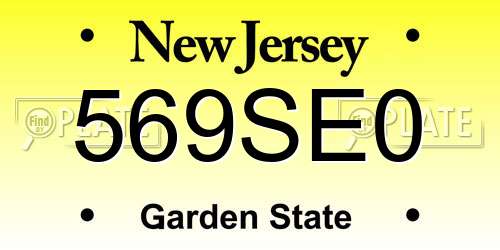 569SE0 New Jersey License Plate