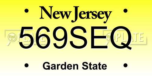 569SEQ New Jersey License Plate