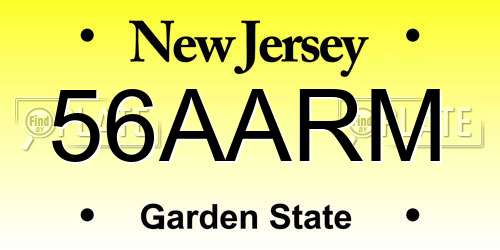 56AARM New Jersey License Plate