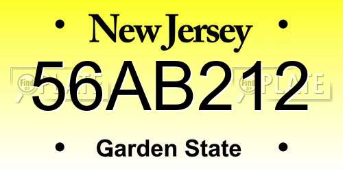 56AB212 New Jersey License Plate