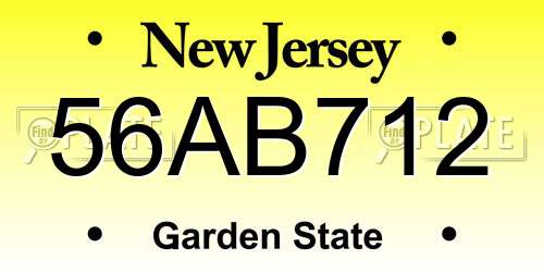 56AB712 New Jersey License Plate