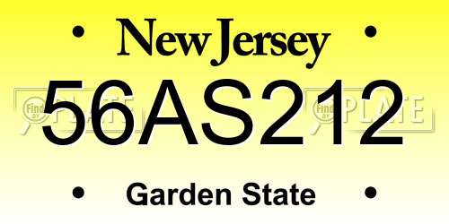 56AS212 New Jersey License Plate