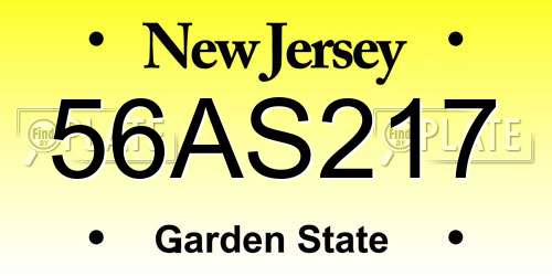 56AS217 New Jersey License Plate