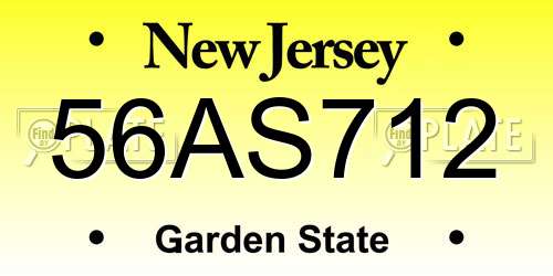 56AS712 New Jersey License Plate