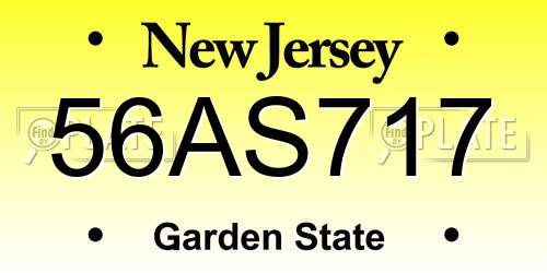 56AS717 New Jersey License Plate