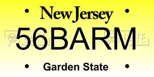 56BARM New Jersey License Plate