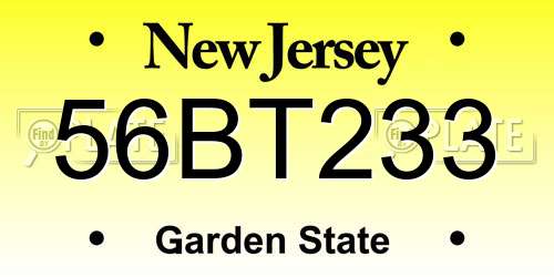 56BT233 New Jersey License Plate