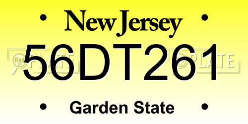 56DT261 New Jersey License Plate