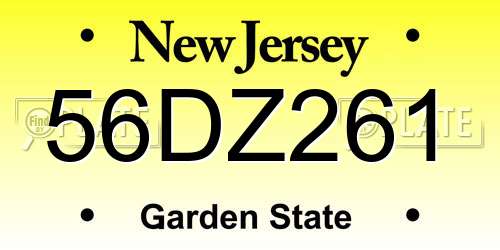 56DZ261 New Jersey License Plate