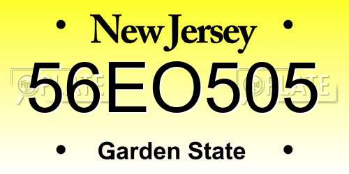 56EO505 New Jersey License Plate